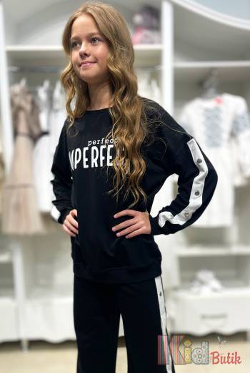 Купити Костюм 2-ка чорного кольору для дівчинки MiniModa Мі24-20 на КідБутік Костюм 2-ка чорного кольору для дівчинки MiniModa Мі24-20