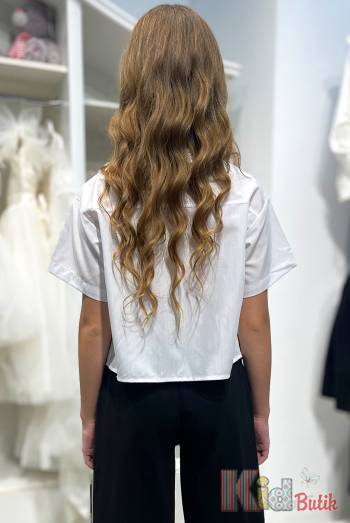 Купить Рубашка белая со складками для девочки MiniModa Мі24-4(5029) на КидБутик Рубашка белая со складками для девочки MiniModa Мі24-4(5029)