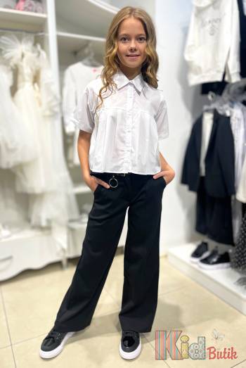 Купить Рубашка белая со складками для девочки MiniModa Мі24-4(5029) на КидБутик Рубашка белая со складками для девочки MiniModa Мі24-4(5029)