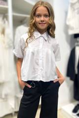 Купить Рубашка белая со складками для девочки MiniModa Мі24-4(5029) на КидБутик Рубашка белая со складками для девочки MiniModa Мі24-4(5029)