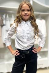 Блуза школьная с жабо с кружевом для девочки MiniModa Мі24-30(418)
