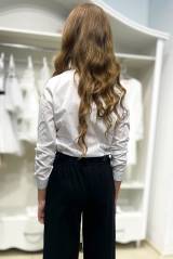 Блуза школьная с жабо с кружевом для девочки MiniModa Мі24-30(418)