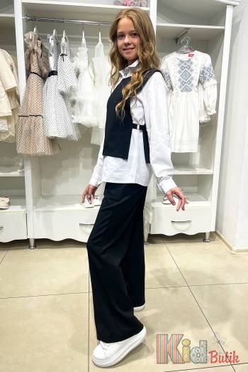 Купити Костюм жилетка+штани чорні для дівчинки MiniModa Мі24-26(3900) на КідБутік Костюм жилетка+штани чорні для дівчинки MiniModa Мі24-26(3900)