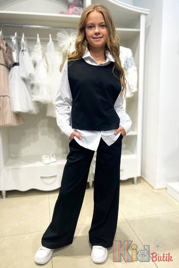 Купити Костюм жилетка+штани чорні для дівчинки MiniModa Мі24-26(3900) на КідБутік Костюм жилетка+штани чорні для дівчинки MiniModa Мі24-26(3900)