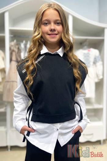 Купить Костюм жилетка+штаны черные "Fashion" для девочки MiniModa Мі24-5(34072) на КидБутик Костюм жилетка+штаны черные "Fashion" для девочки MiniModa Мі24-5(34072)