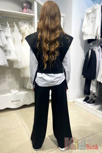 Купить Костюм жилетка+штаны черные "Fashion" для девочки MiniModa Мі24-5(34072) на КидБутик Костюм жилетка+штаны черные "Fashion" для девочки MiniModa Мі24-5(34072)