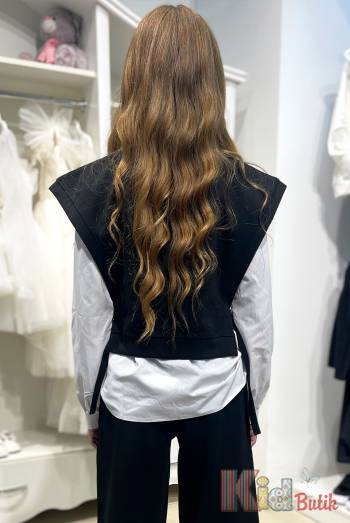 Купить Костюм жилетка+штаны черные "Fashion" для девочки MiniModa Мі24-5(34072) на КидБутик Костюм жилетка+штаны черные "Fashion" для девочки MiniModa Мі24-5(34072)