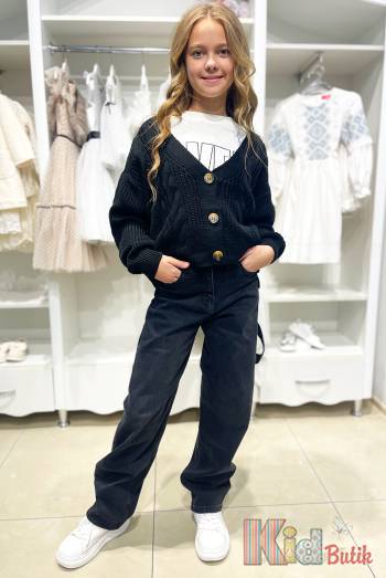 Купити Кардиган чорний з великими косичками для дівчинки MiniModa Мі24-7Чор(710) на КідБутік Кардиган чорний з великими косичками для дівчинки MiniModa Мі24-7Чор(710)