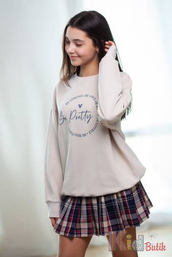 Купити Світшот бежевий "Be Pretty" для дівчинки WKS WKS24-23Беж на КідБутік Світшот бежевий "Be Pretty" для дівчинки WKS WKS24-23Беж