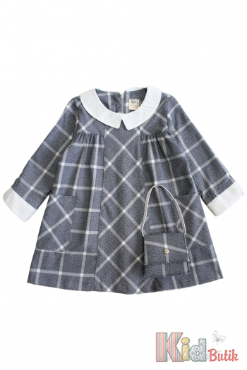 Купить Платье серое со светлым воротничком + сумочка для девочки Lilax Kids Л24-6540Ср на КидБутик Платье серое со светлым воротничком + сумочка для девочки Lilax Kids Л24-6540Ср