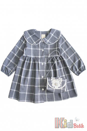 Купить Платье серое + сумочка "Цветочек" для девочки Lilax Kids Л24-6523Ср на КидБутик Платье серое + сумочка "Цветочек" для девочки Lilax Kids Л24-6523Ср
