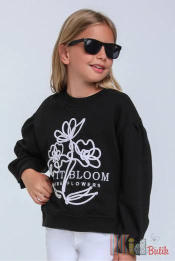 Купити Світшот чорного кольору для дівчинки Escabel Kids Ес24-68Чор на КідБутік Світшот чорного кольору для дівчинки Escabel Kids Ес24-68Чор