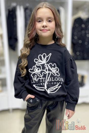 Купити Світшот чорного кольору для дівчинки Escabel Kids Ес24-68Чор на КідБутік Світшот чорного кольору для дівчинки Escabel Kids Ес24-68Чор