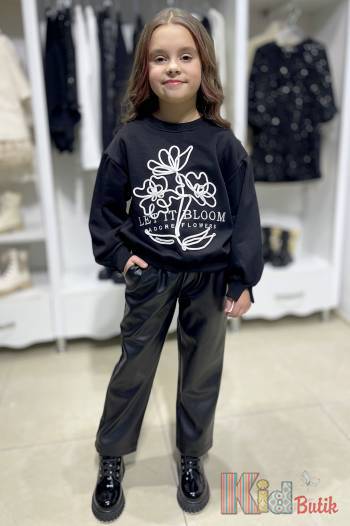 Купити Світшот чорного кольору для дівчинки Escabel Kids Ес24-68Чор на КідБутік Світшот чорного кольору для дівчинки Escabel Kids Ес24-68Чор