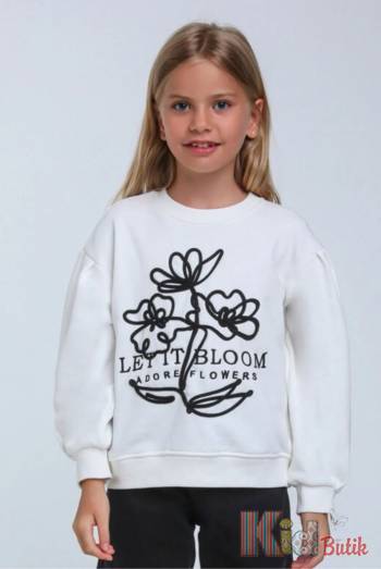 Купить Свитшот молочного цвета для девочки Escabel Kids Ес24-68Бл на КидБутик Свитшот молочного цвета для девочки Escabel Kids Ес24-68Бл