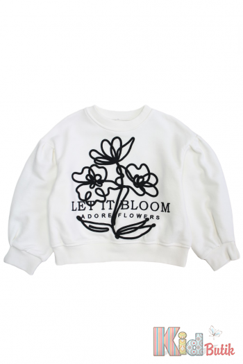 Купить Свитшот молочного цвета для девочки Escabel Kids Ес24-68Бл на КидБутик Свитшот молочного цвета для девочки Escabel Kids Ес24-68Бл