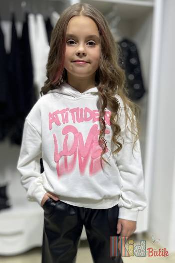Купити Худі молочного кольору для дівчинки Escabel Kids Ес24-66 на КідБутік Худі молочного кольору для дівчинки Escabel Kids Ес24-66