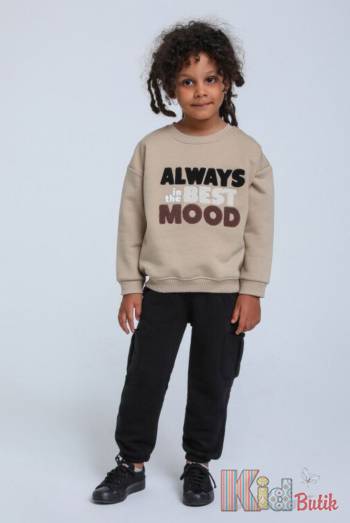 Купить Свитшот бежевый "Always in the Best Mood" для мальчика Jack Lions Ес24-44(1755) на КидБутик Свитшот бежевый "Always in the Best Mood" для мальчика Jack Lions Ес24-44(1755)
