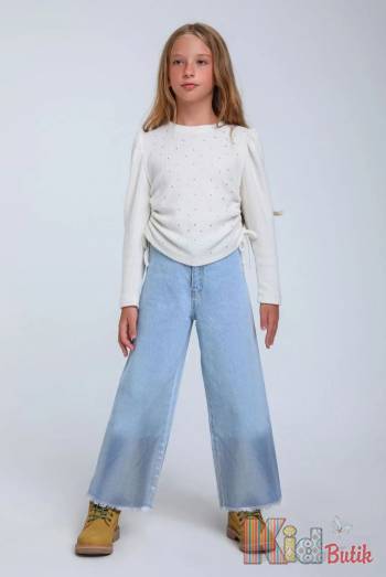 Купити Кофтинка молочна в рубчики та стрази для дівчинки Escabel Kids Ес24-71(35936) на КідБутік Кофтинка молочна в рубчики та стрази для дівчинки Escabel Kids Ес24-71(35936)