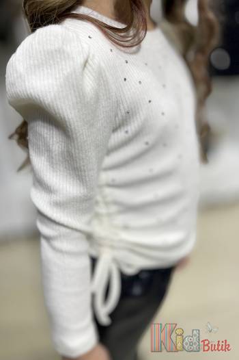 Купити Кофтинка молочна в рубчики та стрази для дівчинки Escabel Kids Ес24-71(35936) на КідБутік Кофтинка молочна в рубчики та стрази для дівчинки Escabel Kids Ес24-71(35936)
