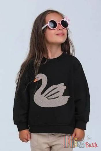 Купити Світшот чорний "Лебідь" для дівчинки Escabel Kids Ес24-64(35846) на КідБутік Світшот чорний "Лебідь" для дівчинки Escabel Kids Ес24-64(35846)