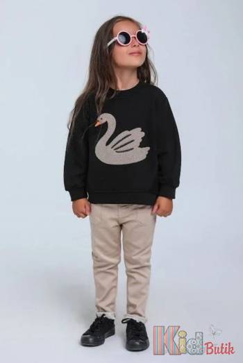 Купити Світшот чорний "Лебідь" для дівчинки Escabel Kids Ес24-64(35846) на КідБутік Світшот чорний "Лебідь" для дівчинки Escabel Kids Ес24-64(35846)
