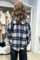 Купить Рубашка утепленная в синюю клетку для девочки Brows Kids ВР24-13Сн на КидБутик Рубашка утепленная в синюю клетку для девочки Brows Kids ВР24-13Сн