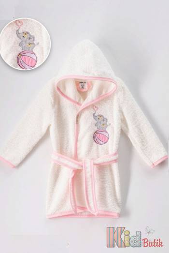 Купить Халат махровый молочный с розовым "Слоненок" Ramel Kids 24-481Рз/крем на КидБутик Халат махровый молочный с розовым "Слоненок" Ramel Kids 24-481Рз/крем