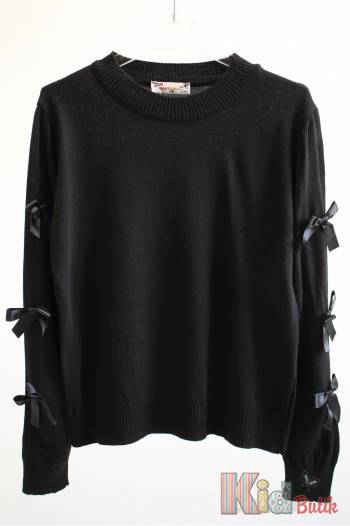Купити Джемпер чорного кольору з бантиками MiniModa Мі24-37Чор(1579S) на КідБутік Джемпер чорного кольору з бантиками MiniModa Мі24-37Чор(1579S)