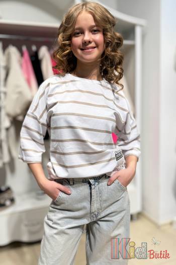 Купить Футболка в бежеву полоску для девочки MiniModa Мі24-14Беж(3955) на КидБутик Футболка в бежеву полоску для девочки MiniModa Мі24-14Беж(3955)