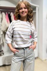 Купити Футболка у бежеву смужку для дівчинки MiniModa Мі24-14Беж(3955) на КідБутік Футболка у бежеву смужку для дівчинки MiniModa Мі24-14Беж(3955)