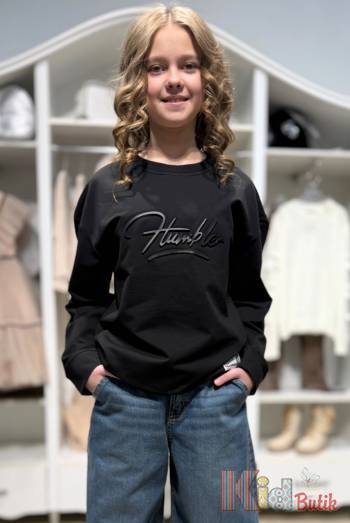 Купити Світшот чорний з написом MiniModa Мі24-43(3926) на КідБутік Світшот чорний з написом MiniModa Мі24-43(3926)