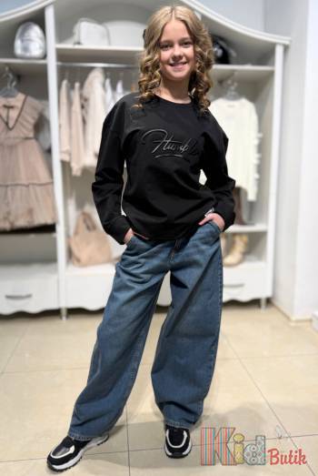 Купити Світшот чорний з написом MiniModa Мі24-43(3926) на КідБутік Світшот чорний з написом MiniModa Мі24-43(3926)