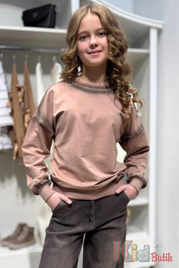 Купити Світшот світло-коричневого кольору для дівчинки MiniModa Мі24-40(3954М) на КідБутік Світшот світло-коричневого кольору для дівчинки MiniModa Мі24-40(3954М)