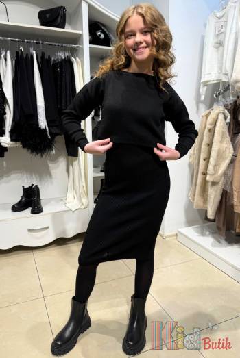 Купити Костюм кофта+сукня на бретельках чорні MiniModa Мі24-38Чор(0055) на КідБутік Костюм кофта+сукня на бретельках чорні MiniModa Мі24-38Чор(0055)