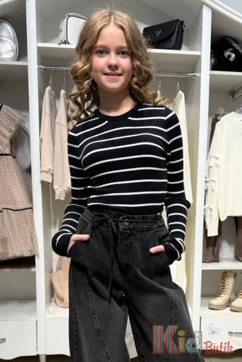 Купити Джемпер чорний в смужку для дівчинки MiniModa Мі24-34Чор(1642В) на КідБутік Джемпер чорний в смужку для дівчинки MiniModa Мі24-34Чор(1642В)