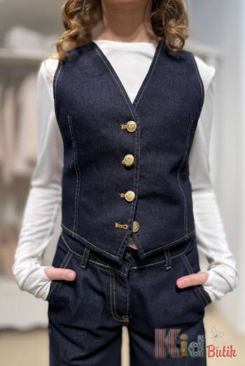 Купить Жилетка джинсовая с V-образным вырезом для девочки A-yugi Jeans Аю25-13(17240) на КидБутик Жилетка джинсовая с V-образным вырезом для девочки A-yugi Jeans Аю25-13(17240)