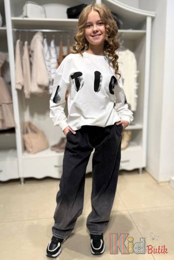 Купити Джинси баггі чорні широкі A-yugi Jeans Аю25-3(9567) на КідБутік Джинси баггі чорні широкі A-yugi Jeans Аю25-3(9567)