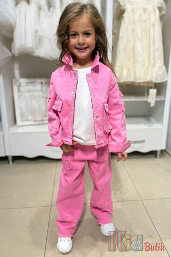 Костюм джинсовый розового цвета для девочки Escabel Kids Ес25-13(25155+25154)