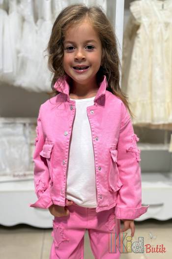 Костюм джинсовый розового цвета для девочки Escabel Kids Ес25-13(25155+25154)