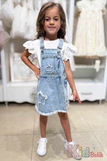 Купить Комбинезон джинсовый для девочки Escabel Kids Ес25-24(25208) на КидБутик Комбинезон джинсовый для девочки Escabel Kids Ес25-24(25208)
