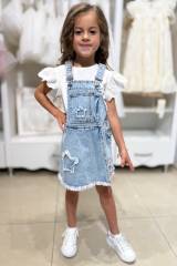 Купить Комбинезон джинсовый для девочки Escabel Kids Ес25-24(25208) на КидБутик Комбинезон джинсовый для девочки Escabel Kids Ес25-24(25208)