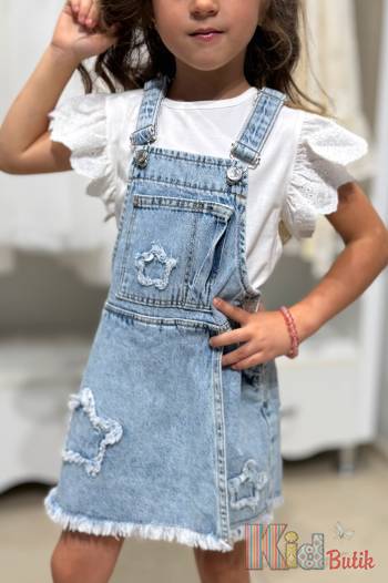 Купить Комбинезон джинсовый для девочки Escabel Kids Ес25-24(25208) на КидБутик Комбинезон джинсовый для девочки Escabel Kids Ес25-24(25208)