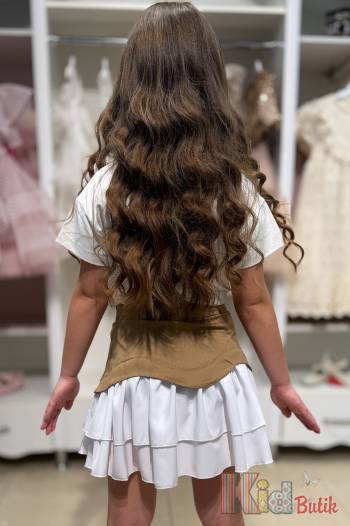 Купить Футболка молочного цвета для девочки Escabel Kids Ес25-7(36005) на КидБутик Футболка молочного цвета для девочки Escabel Kids Ес25-7(36005)