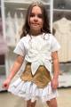 Купить Футболка молочного цвета для девочки Escabel Kids Ес25-7(36005) на КидБутик Футболка молочного цвета для девочки Escabel Kids Ес25-7(36005) - фото