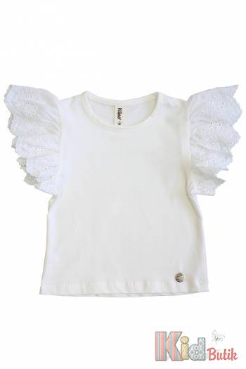 Купить Футболка молочная с ажурными рукавчиками Klins Kids Style В25-2Мол(К-231) на КидБутик Футболка молочная с ажурными рукавчиками Klins Kids Style В25-2Мол(К-231)