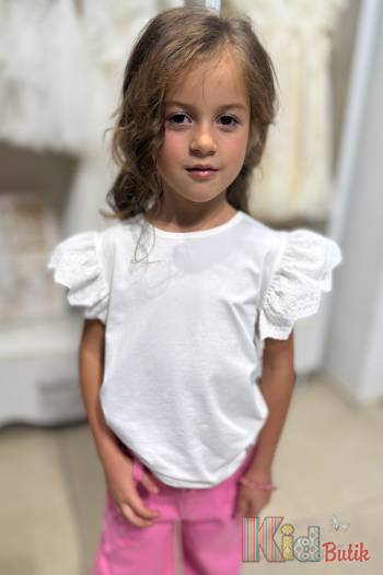 Купить Футболка молочная с ажурными рукавчиками Klins Kids Style В25-2Мол(К-231) на КидБутик Футболка молочная с ажурными рукавчиками Klins Kids Style В25-2Мол(К-231)