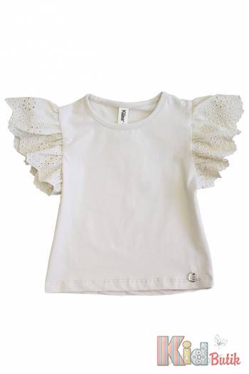 Купить Футболка бежевая с ажурными рукавчиками Klins Kids Style В25-2Беж(К-231) на КидБутик Футболка бежевая с ажурными рукавчиками Klins Kids Style В25-2Беж(К-231)