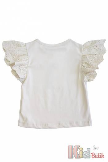 Купить Футболка бежевая с ажурными рукавчиками Klins Kids Style В25-2Беж(К-231) на КидБутик Футболка бежевая с ажурными рукавчиками Klins Kids Style В25-2Беж(К-231)