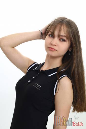 Купити Сукня поло чорна в рубчик Viollen В25-11Чор(5274) на КідБутік Сукня поло чорна в рубчик Viollen В25-11Чор(5274)